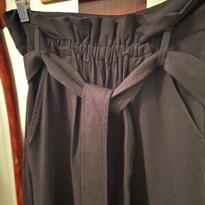Encircled Cropped Paper Bag Pants, Stretch with Waist Tie